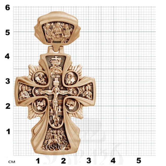 крест «распятие. икона божией матери «державная», золото 585 проба красное (арт. 201.227-1)