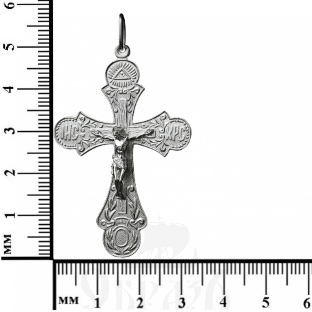 крест «распятие, молитва «да воскреснет бог», серебро 925 проба с родированием (арт. 1-110-8)
