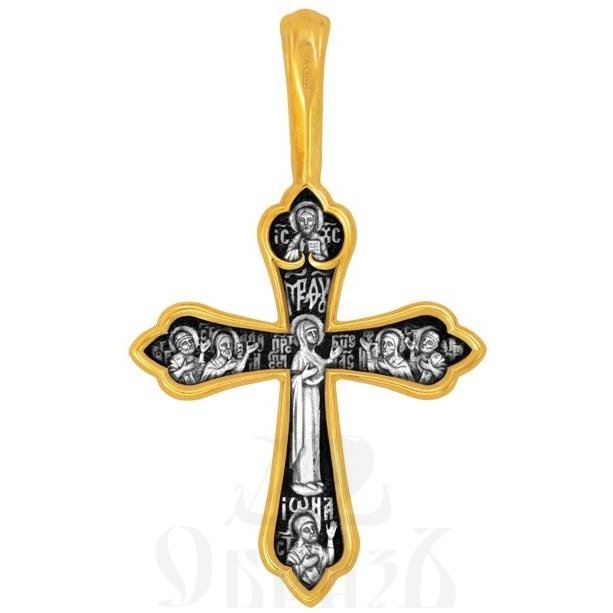 крест «распятие. святые евангелисты. икона богородицы «боголюбская», серебро 925 проба с золочением (арт. 101.527-п)