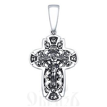 серебряный крест с молитвой «спаси и сохрани» (sokolov 95120082), 925 проба