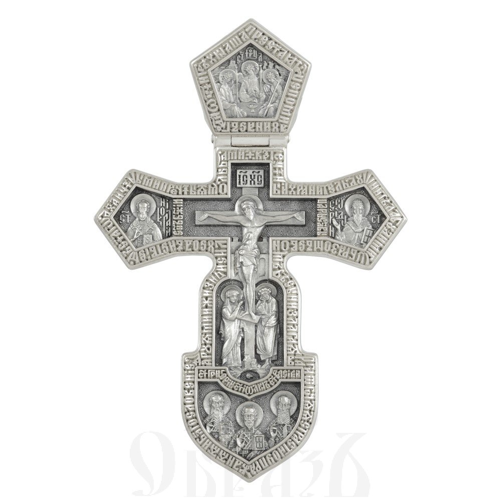 русский воинский крест, золото 585 проба белое (арт. 201.912-3)